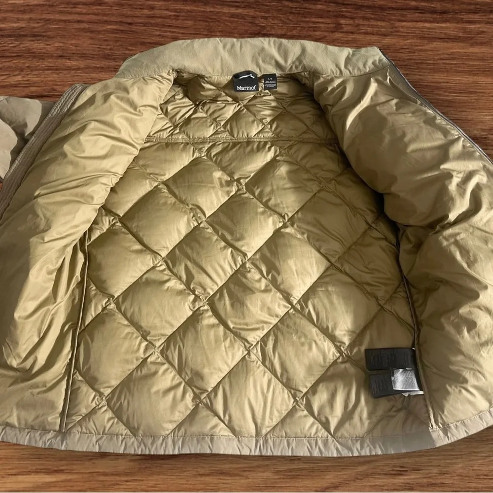Marmot Men's Beige Tan Quilted Duck Down Burdell Jacket ~ Size L - Picture 4 of 11